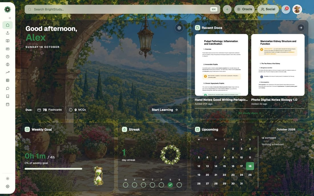 BrightStudy dashboard in the Forest Landscape
