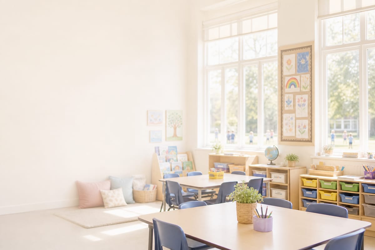 Bright British primary school classroom