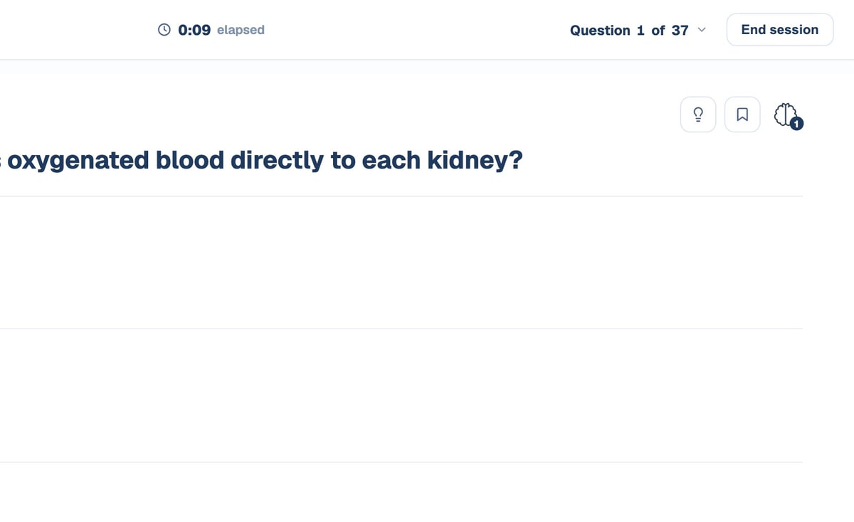 A BrightStudy practice question with its brain version badge