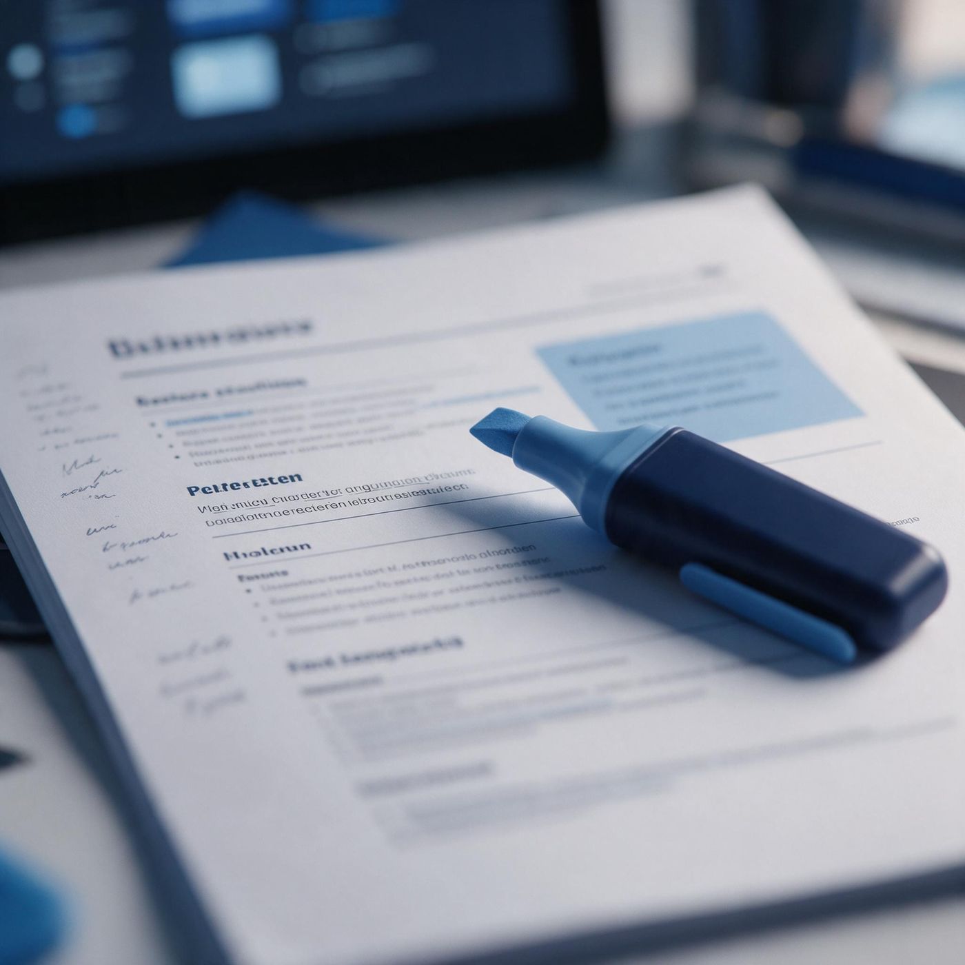 A single open notebook page with neat headings and underlined terms, lit from one side