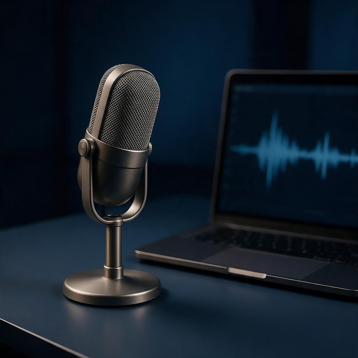 The BrightStudy Vault recording detail page with an editable transcript beside an audio player with seek and speed controls