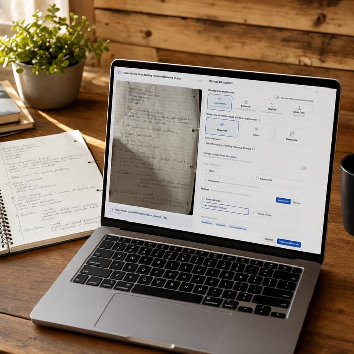 Document Uploads: PDFs, slides and typed or handwritten notes.